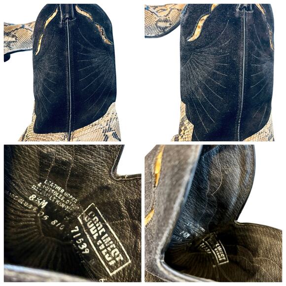 VTG Code West Black Leather & Faux Snake Skin Cowboy Boots, Women's 8.5 M - Picture 8 of 13